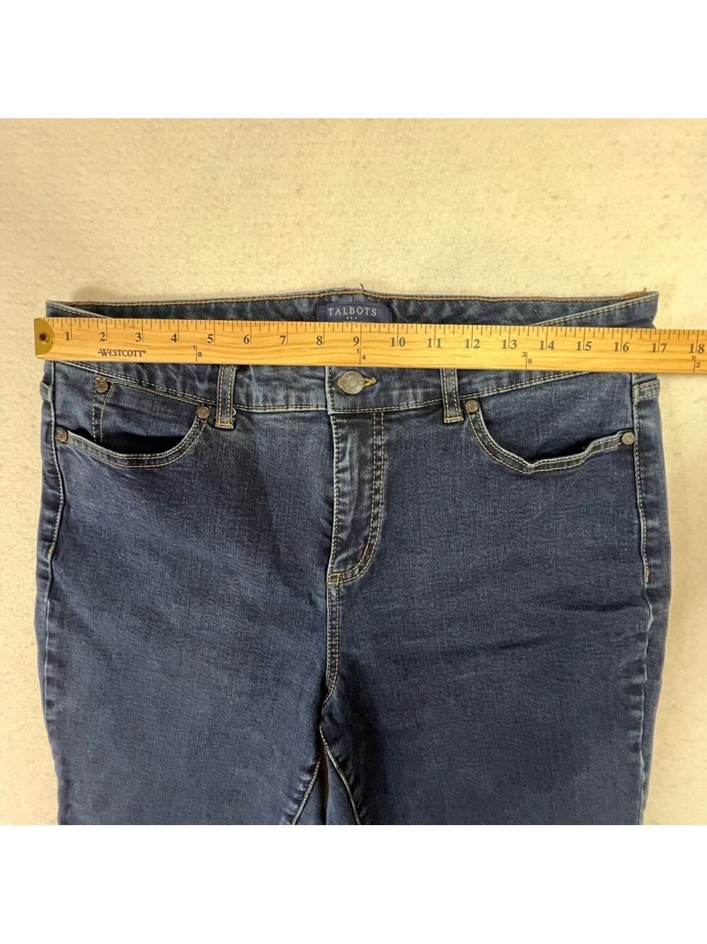 Talbots Jeans Simply Flattering Blue Denim 5-Pocket Straight Leg Size 14 Western - Picture 7 of 10